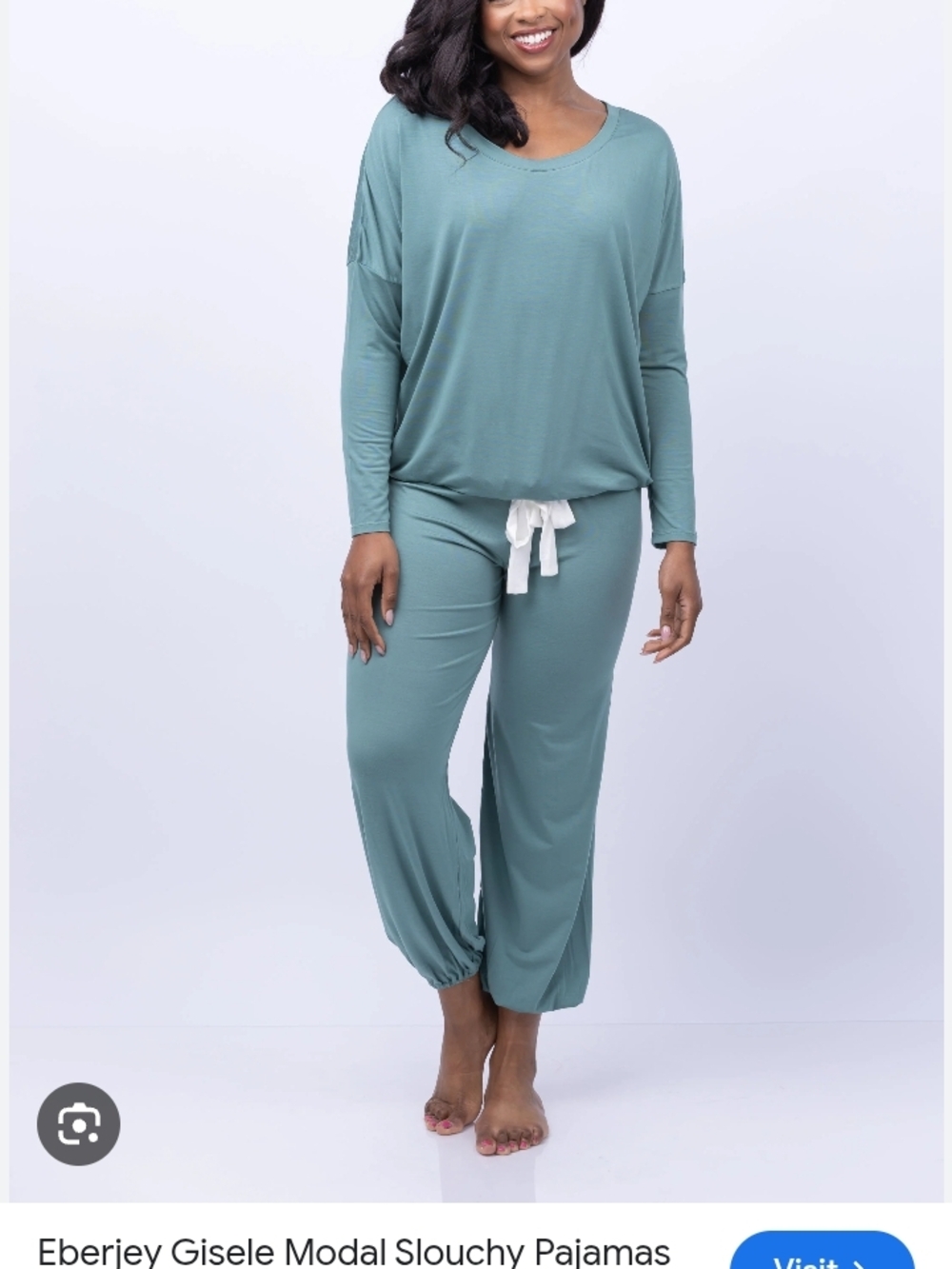 Eberjey Modal Slouchy Pajama Pants (Only) in Blue with White Tie NWOT Size Med